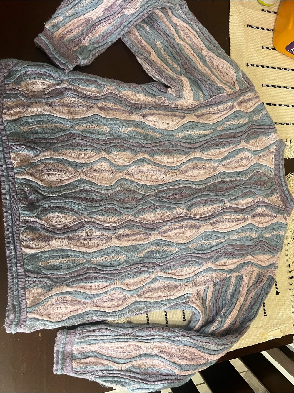 COOGI Pastel Wave Knit Pullover in Light Blue & Pale Pink